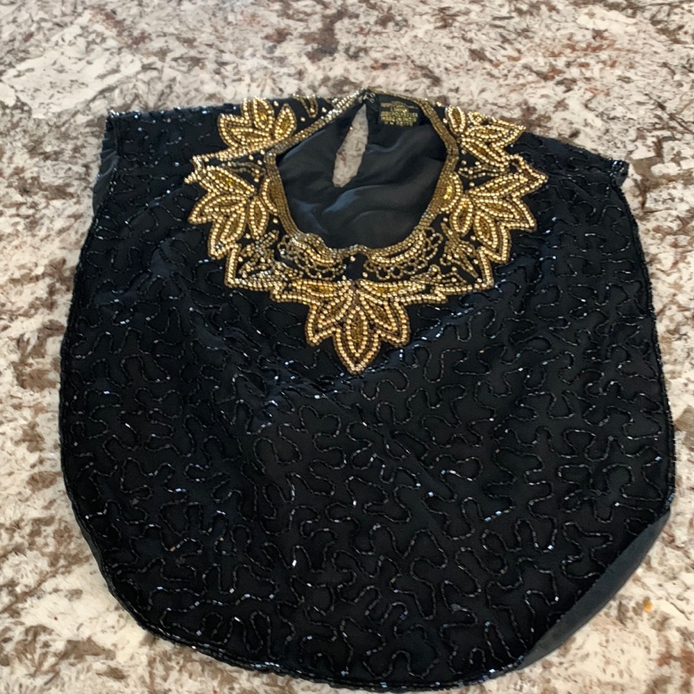 Vintage Mary McFadden black silk/polyester dickie